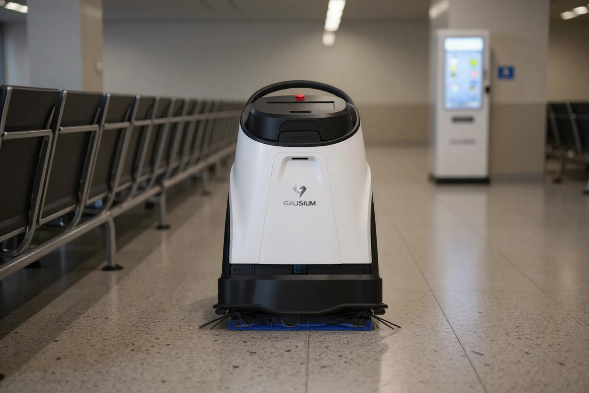 Gausium Scrubber 50 at an airport gate