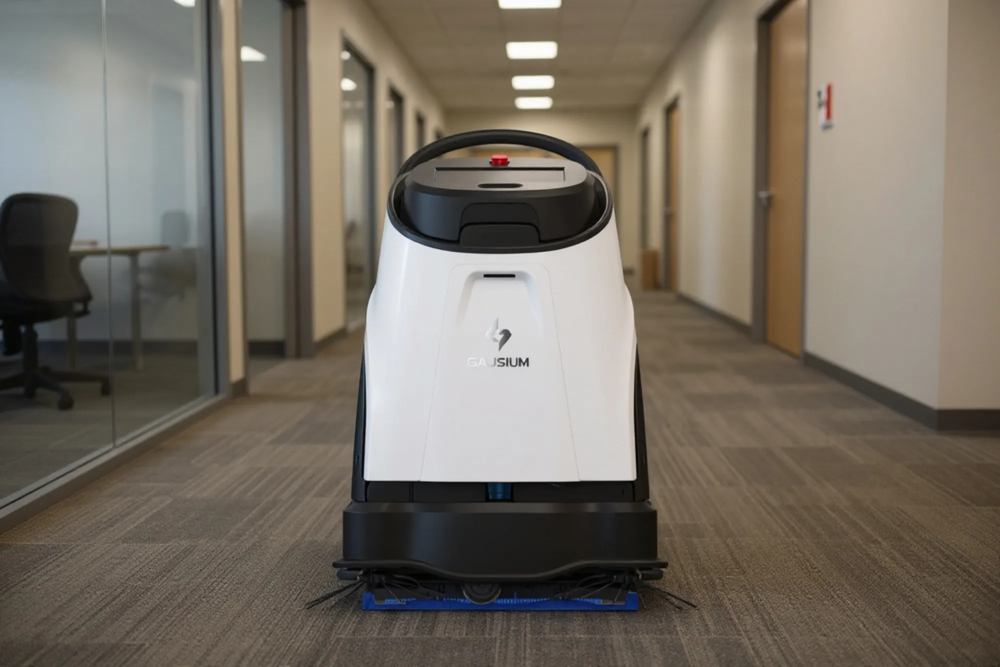 Gausium Scrubber 50 in an office corridor