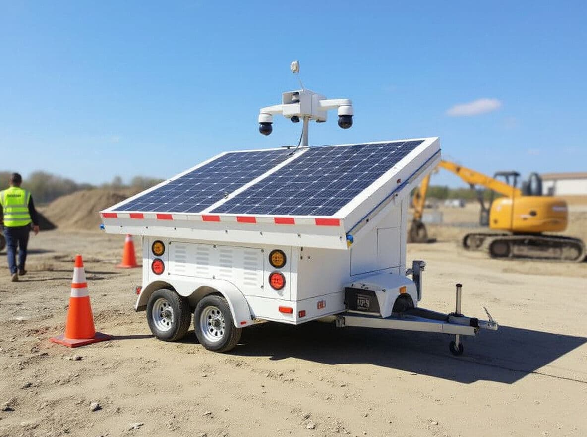 Mobile security trailer on construction site