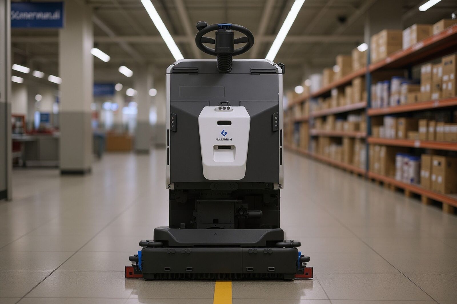 A Gausium Scrubber 75 commercial cleaning robot